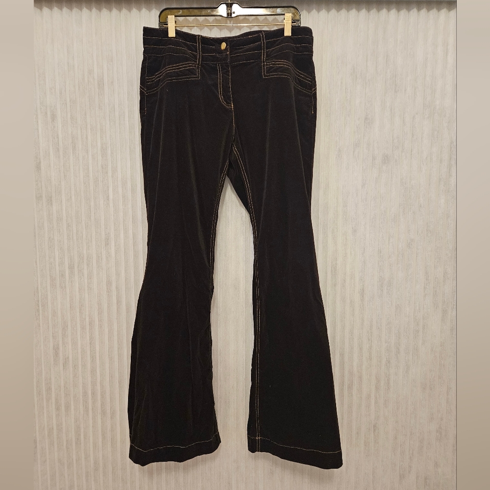 Brown velvet Cache jean style flare leg pant